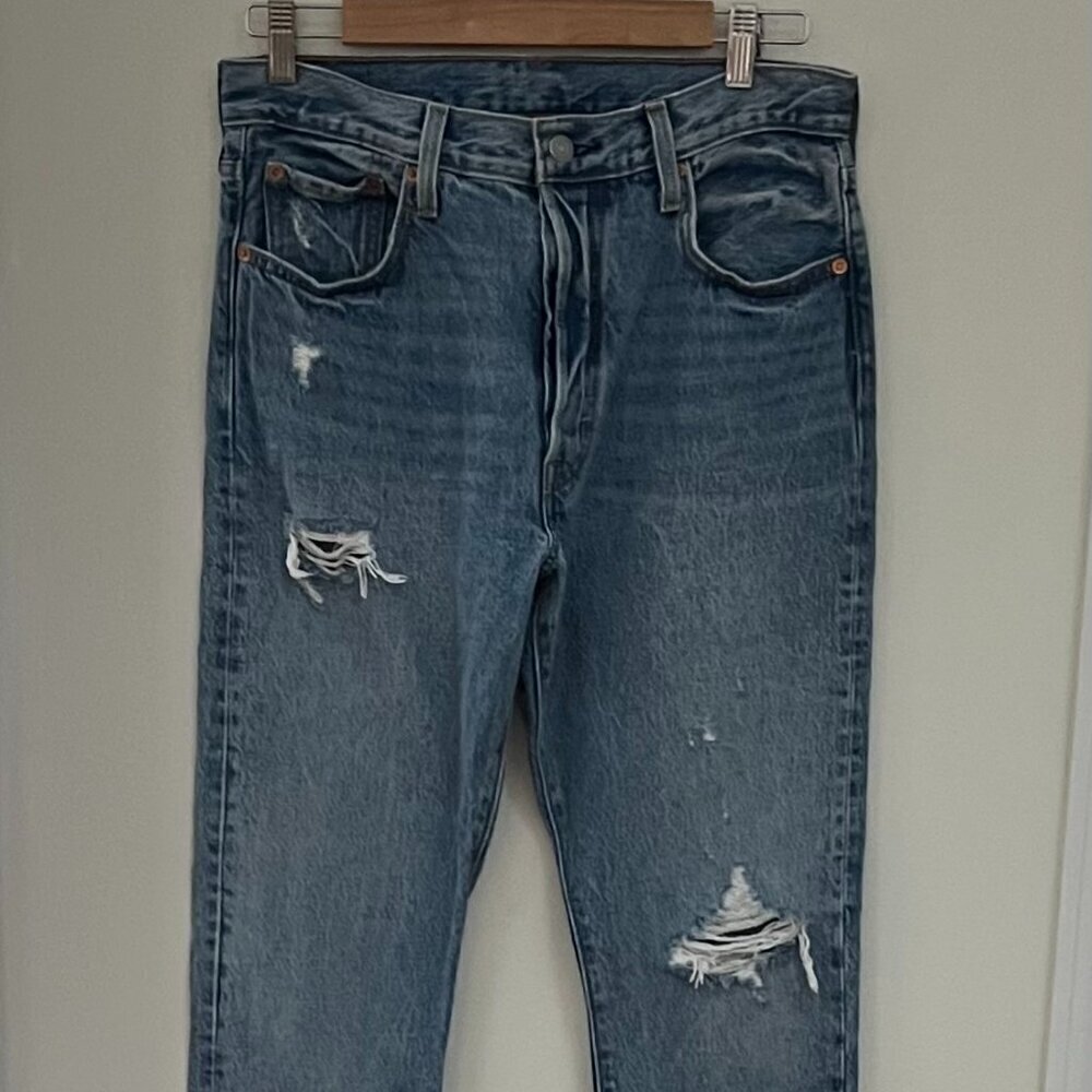 Levi's 501 Jeans Skinny Button Fly 30x29 Women’s High Rise Distressed